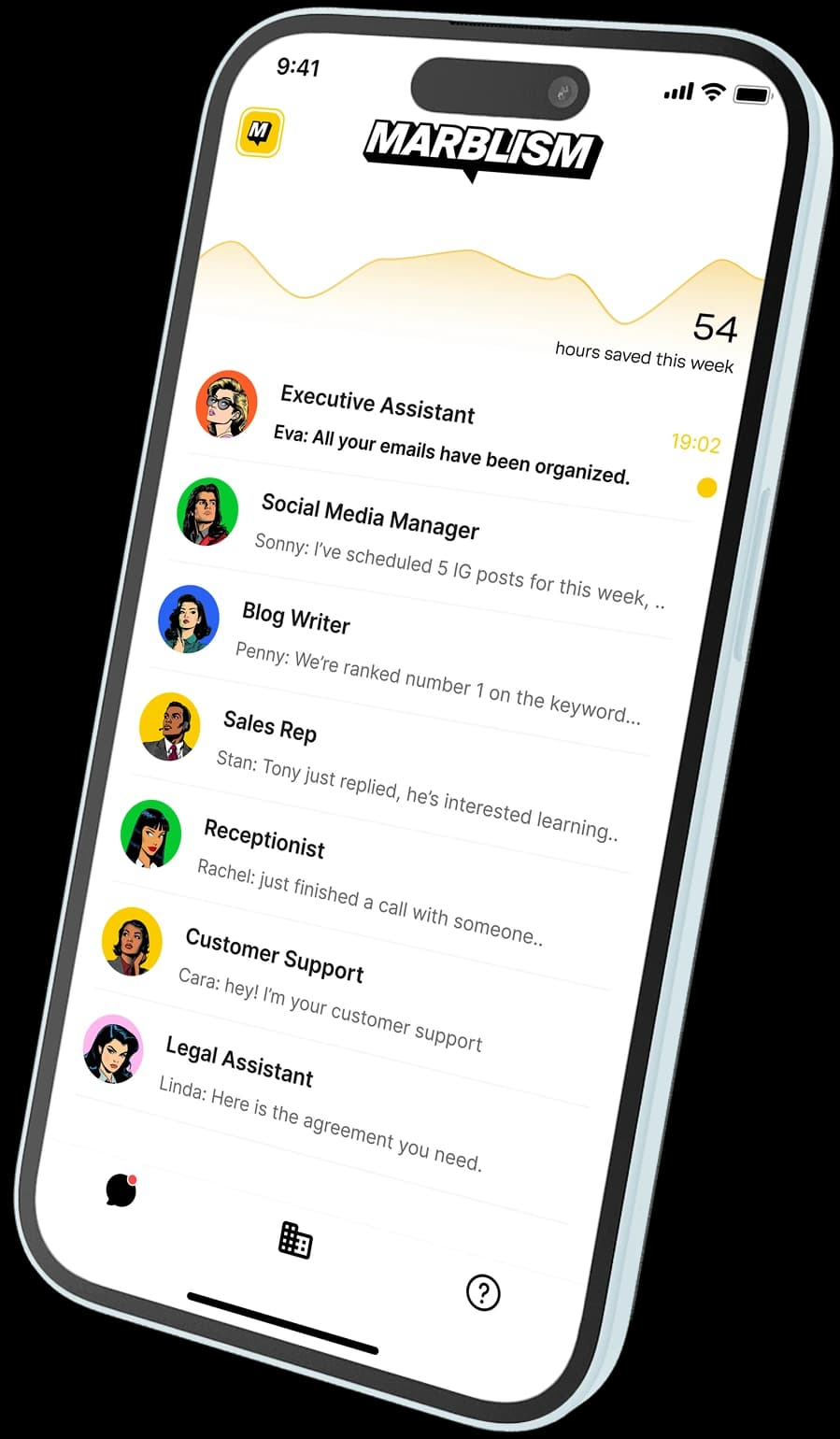 Marblism AI employee chat interface