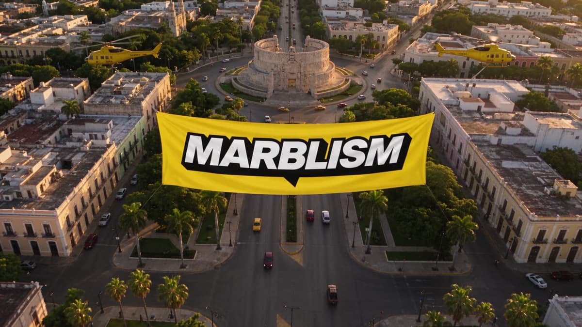 Mérida desde el aire, con el Monumento a la Patria y el Paseo de Montejo