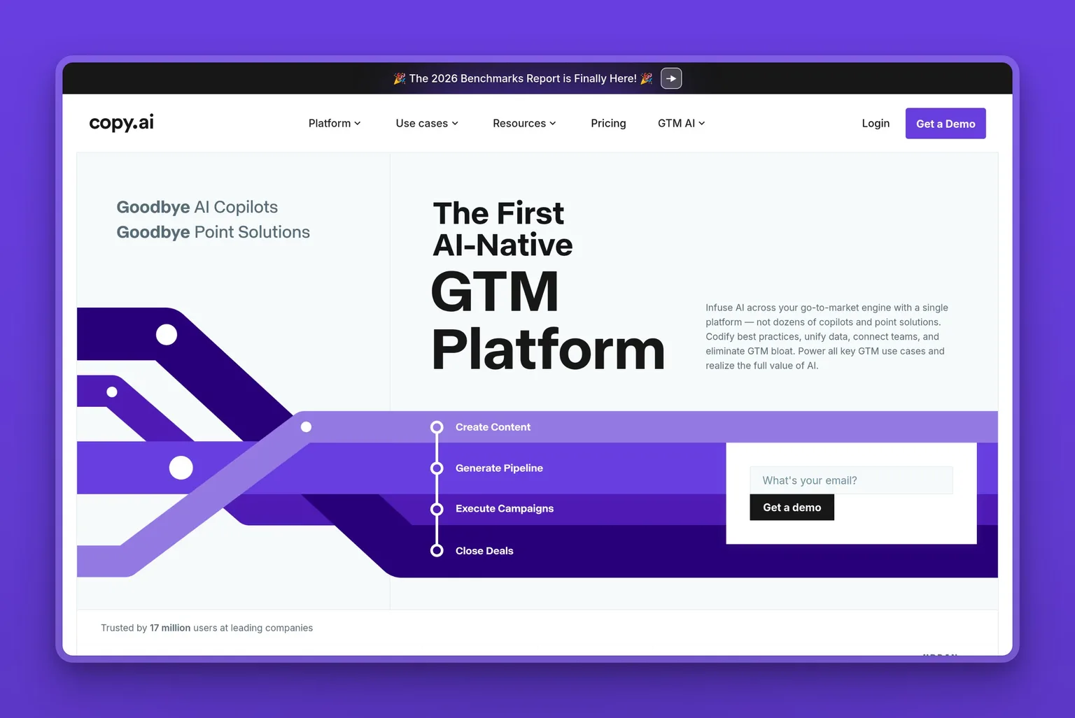 Copy.ai GTM platform interface showing workflows and multi-model chat