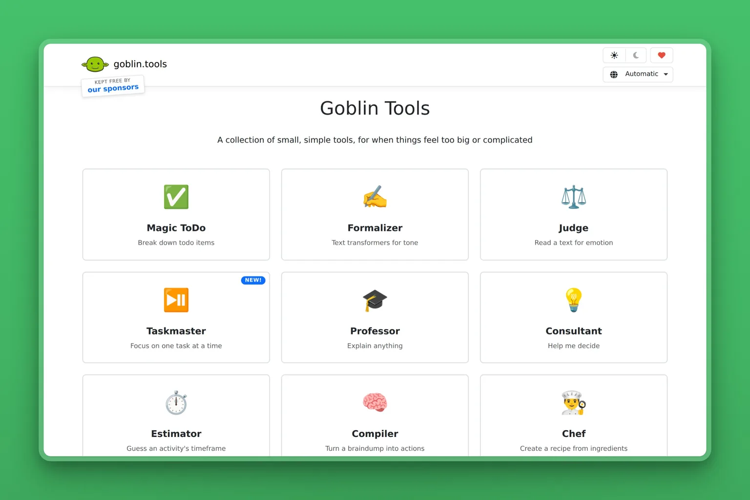 Goblin Tools Magic ToDo breaking a task into smaller steps with a spiciness detail slider
