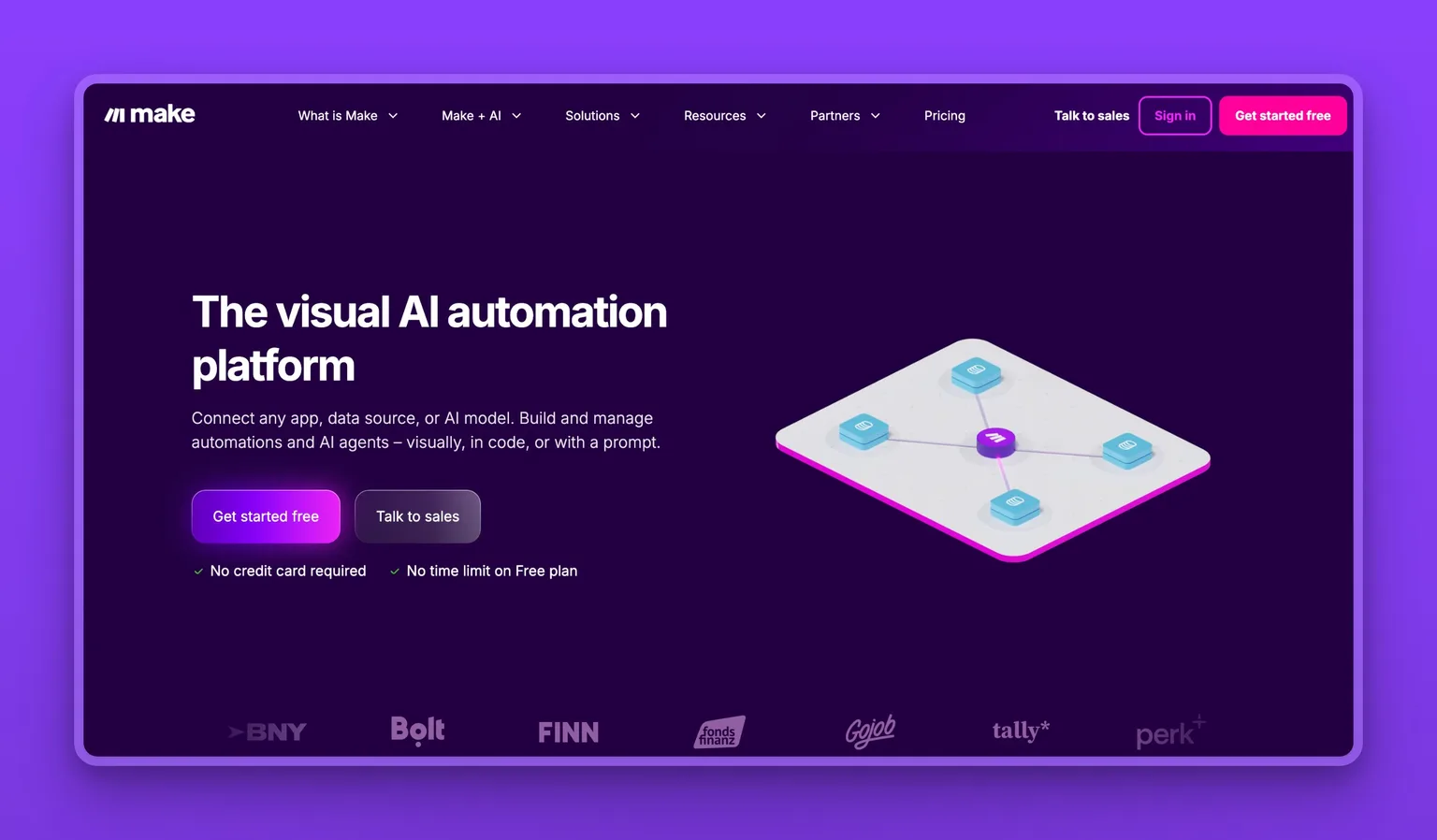 Make homepage, the visual AI automation platform for connecting apps and building automations