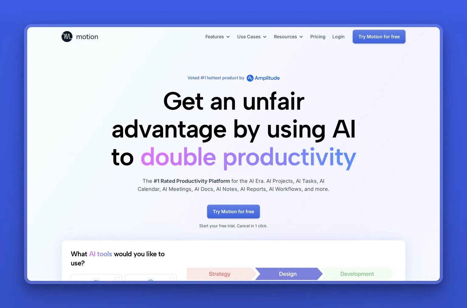 Motion AI calendar time-blocking tasks and meetings for a small-business owner