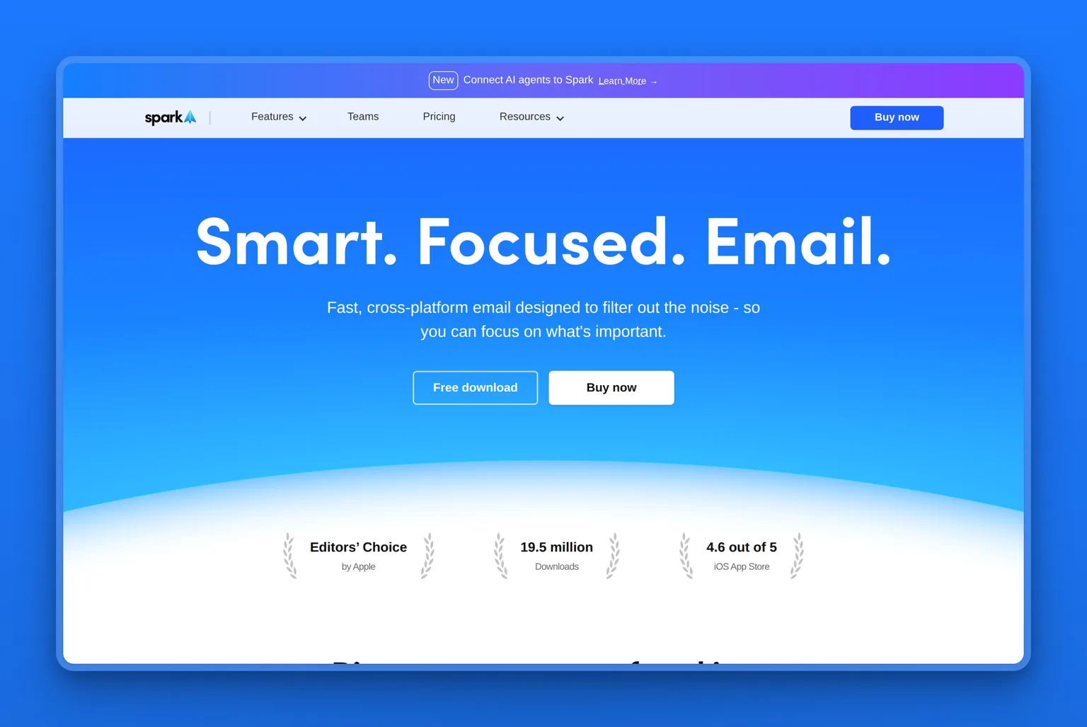 Spark Mail interface showing Smart Inbox with grouped emails by sender and Gatekeeper sender screening